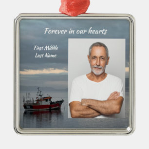 Memorial Keepsake Fishing Boat Fisherman Metal Tree Decoration