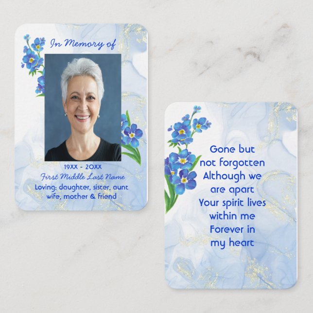  Memorial Keepsake Forget me Not" Flowers Business Card (Front/Back)