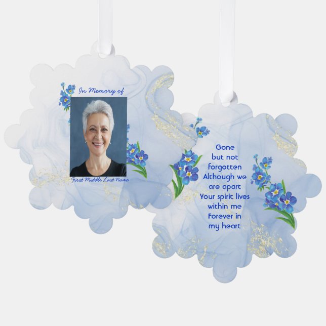  Memorial Keepsake Forget me Not" Flowers Tree Decoration Card (Front/Back)