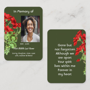 Memorial Keepsake Geranium Flower Business Card