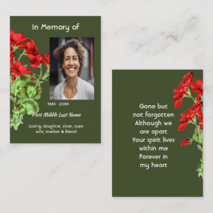 Memorial Keepsake Geranium Flower Business Card