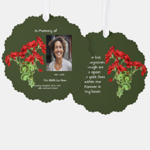Memorial Keepsake Geranium Flower Tree Decoration Card