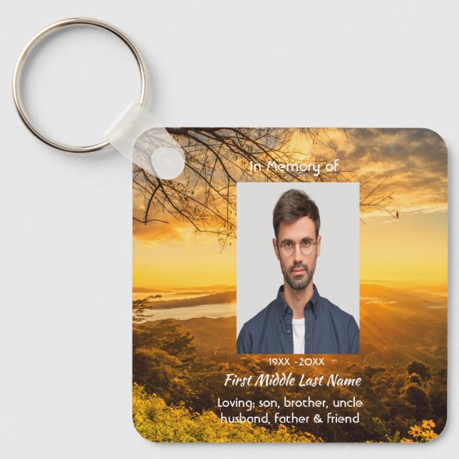 Memorial Keepsake Golden Sunrise  Key Ring (Front)