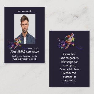 Memorial Keepsake Hockey Player Sport Business Card