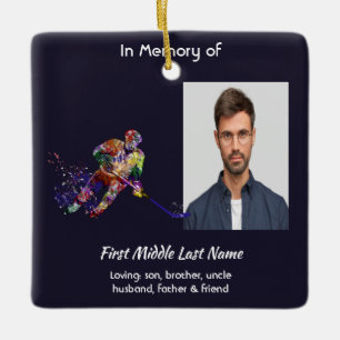 Memorial Keepsake Hockey Player Sport Ceramic Ornament