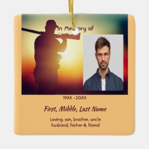 Memorial Keepsake  Hunter Stag Deer Ceramic Ornament