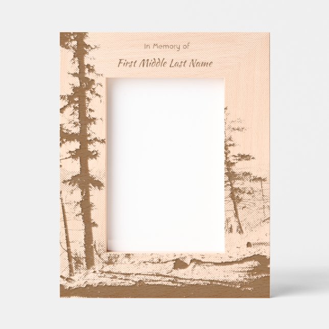 Memorial Keepsake  Lake Forest Trees Etched Frames (Front)