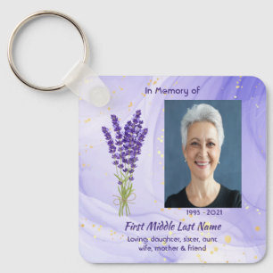 Memorial Keepsake Lavender Garden Flower Key Ring