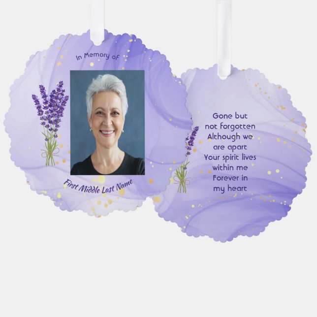Memorial Keepsake Lavender Garden Flower Tree Decoration Card (Front/Back)