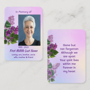 Memorial Keepsake Lilac Garden Flower  Business Card