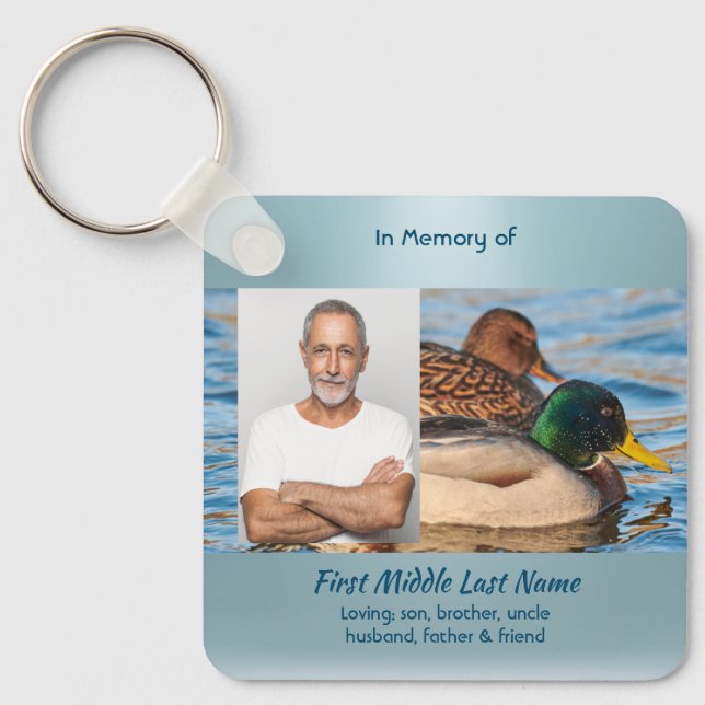 Memorial Keepsake Mallard Ducks Bird Key Ring (Front)