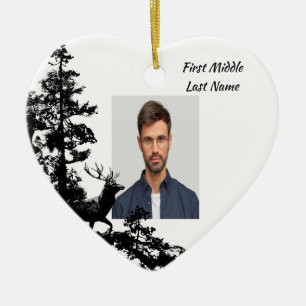 Memorial Keepsake Masculine Stag Deer Art Ceramic Tree Decoration
