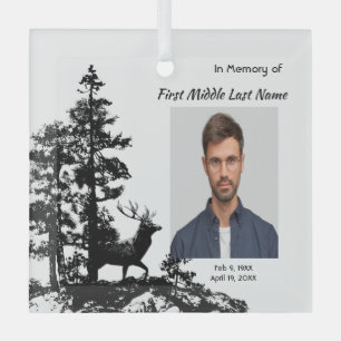 Memorial Keepsake Masculine Stag Deer Art Glass Tree Decoration