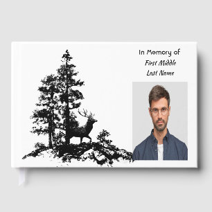 Memorial Keepsake Masculine Stag Deer Art Guest Book