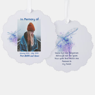 Memorial Keepsake Memorial Dragonfly Tree Decoration Card