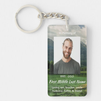 Memorial Keepsake Mountain Lake Landscape  Key Ring
