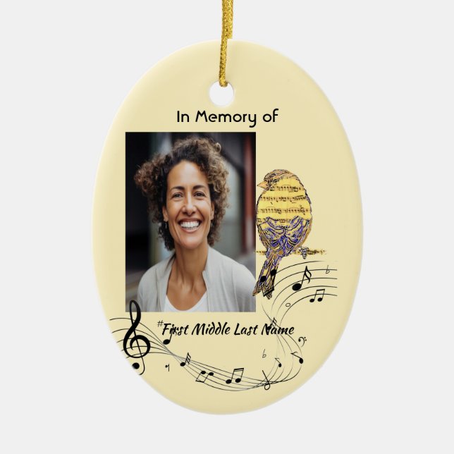  Memorial Keepsake Music Bird Ceramic Tree Decoration (Front)