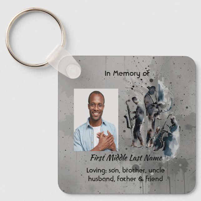 Memorial Keepsake Music Jazz Band Key Ring (Front)