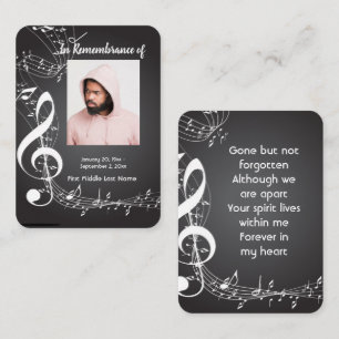 Memorial Keepsake Music Notes background Business Card