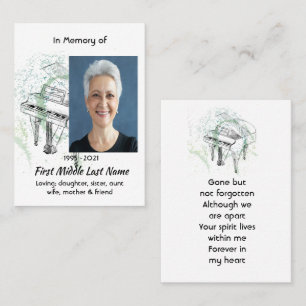 Memorial Keepsake Photo Prayer Piano Musician Business Card