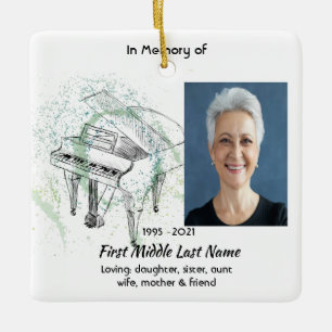Memorial Keepsake Photo Prayer Piano Musician Ceramic Ornament