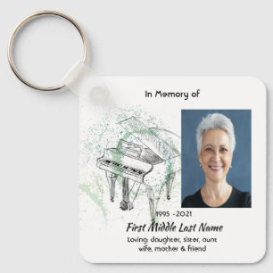 Memorial Keepsake Photo Prayer Piano Musician Key Ring
