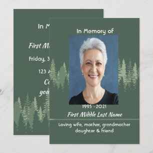 Memorial Keepsake Photo Wilderness Forest Trees Invitation
