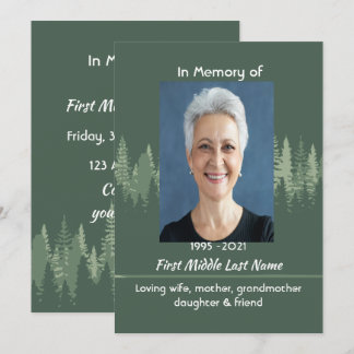 Memorial Keepsake Photo Wilderness Forest Trees Invitation