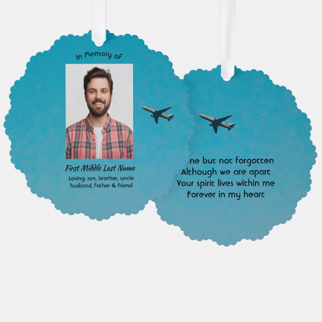  Memorial Keepsake Pilot Airplane Flying Tree Decoration Card (Front/Back)