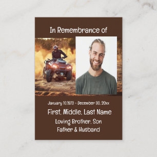Memorial Keepsake Quad Dirt Motor Bike Business Card