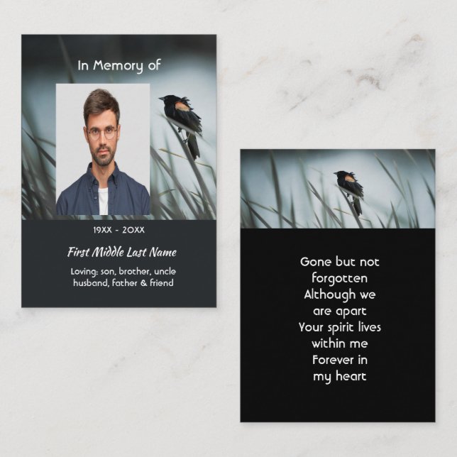  Memorial Keepsake  Red-wing Blackbird Business Card (Front/Back)