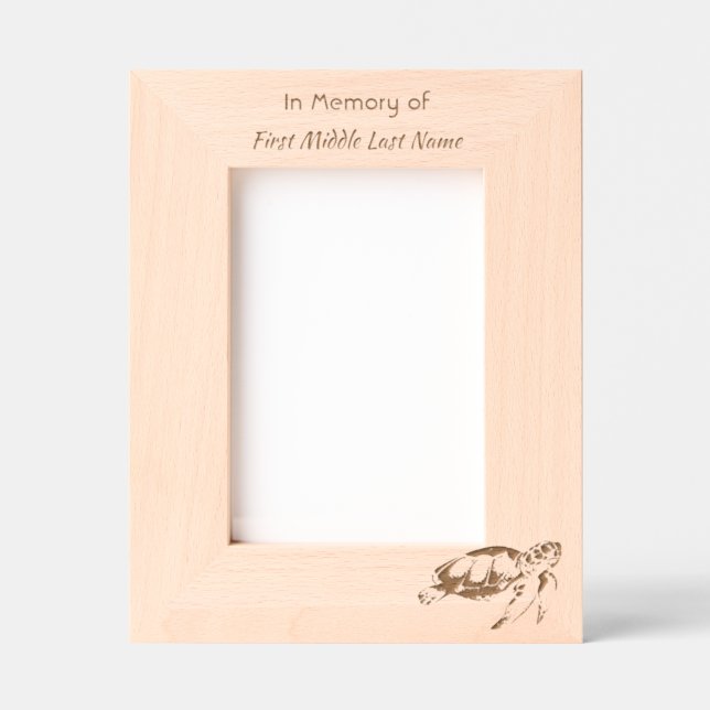 Memorial Keepsake Remembrance Beach Sea Turtle  Etched Frames (Front)