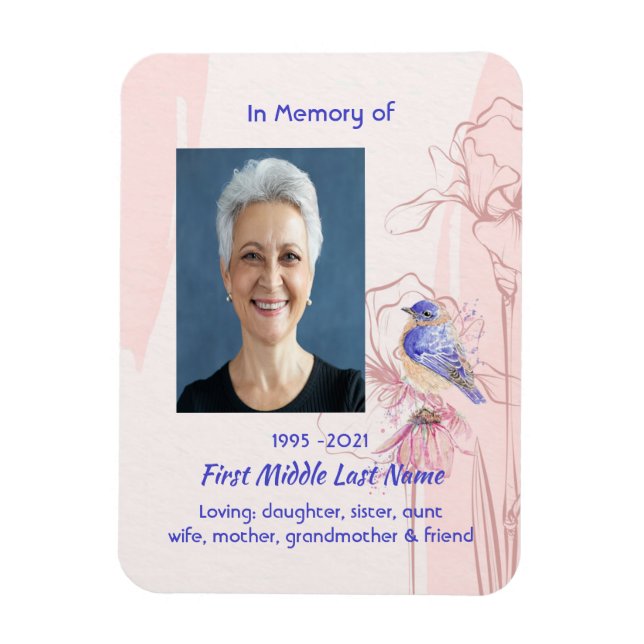 Memorial Keepsake Remembrance Bluebird Garden Magnet (Vertical)