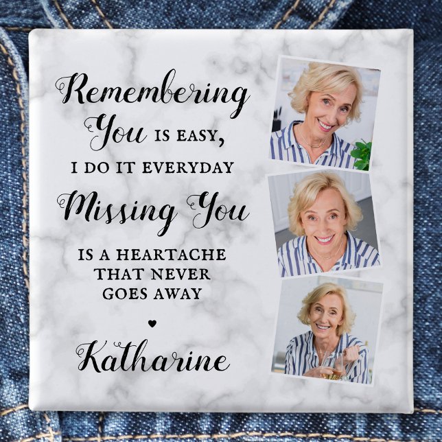 Memorial Keepsake Remembrance Photo Funeral 15 Cm Square Badge (Creator Uploaded)