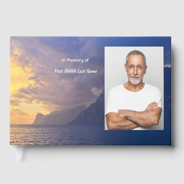 Memorial Keepsake Sea Sky Cloud Island  Guest Book (Front)