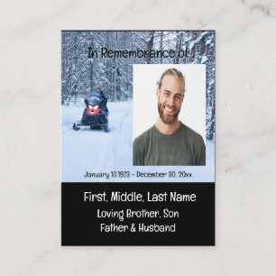 Memorial Keepsake Snow Mobile Winter Sports Business Card