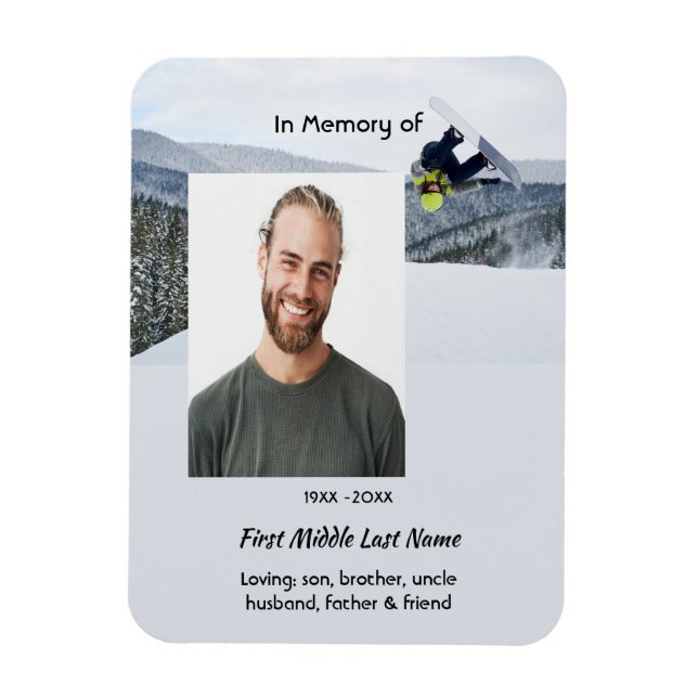 Memorial Keepsake Snowboarding Winter Magnet (Vertical)