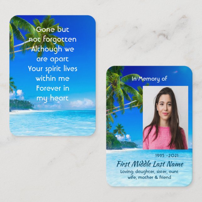 Memorial Keepsake Tropical Beach Exotic Business Card (Front/Back)