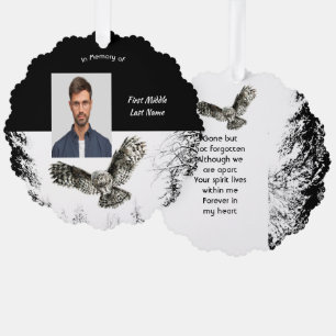 Memorial Keepsake Watercolor Owl Bird Tree Decoration Card