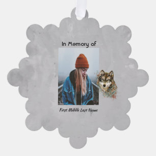 Memorial Keepsake Watercolor Wolf Animals Tree Decoration Card