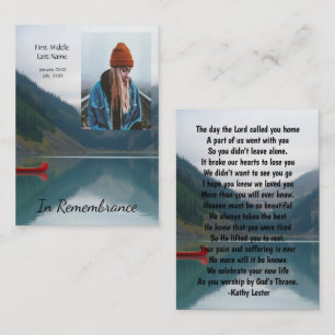 Memorial Keepsake Wilderness Lake Canoe Business Card