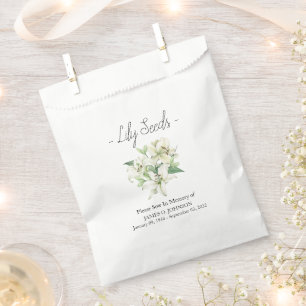 Memorial Lily Seed Funeral  Favour Bags