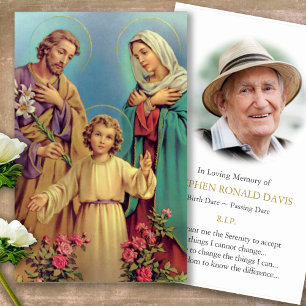 Memorial Loss Holy Family Prayer Sympathy Cards