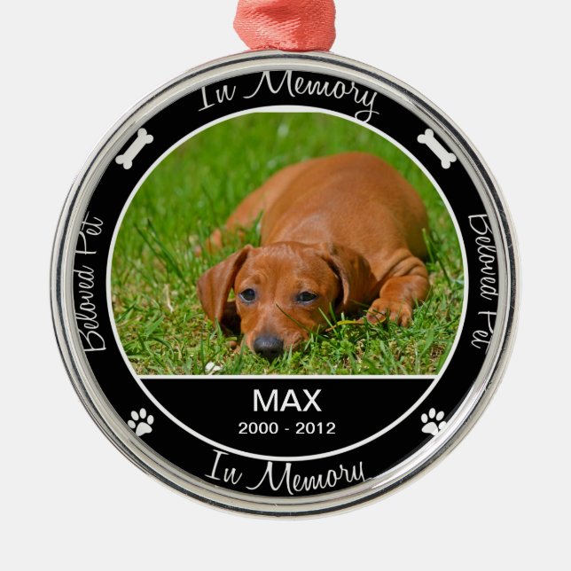Memorial - Loss of Dog- Custom Photo/Name Metal Tree Decoration (Front)