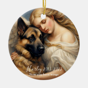 Memorial Loss of German Shepherd Art Photo Ceramic Tree Decoration