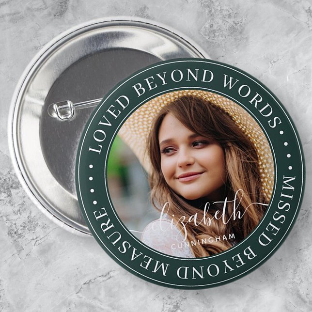 Memorial Loved Beyond Words Elegant Chic Photo 6 Cm Round Badge (Creator Uploaded)