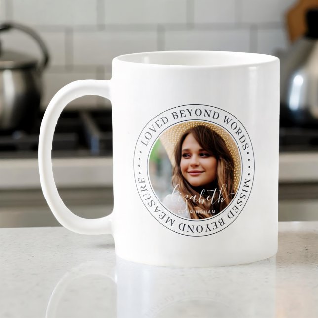 Memorial Loved Beyond Words Elegant Chic Photo Coffee Mug (Creator Uploaded)