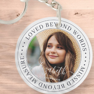 Memorial Loved Beyond Words Elegant Chic Photo Key Ring