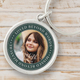 Memorial Loved Beyond Words Elegant Chic Photo Key Ring