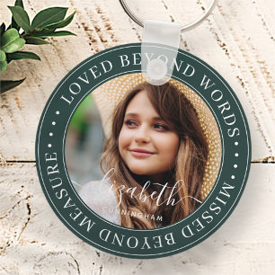Memorial Loved Beyond Words Elegant Chic Photo Key Ring